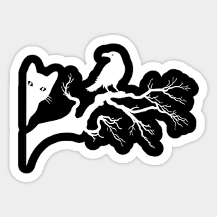 Cat and Crow Sticker